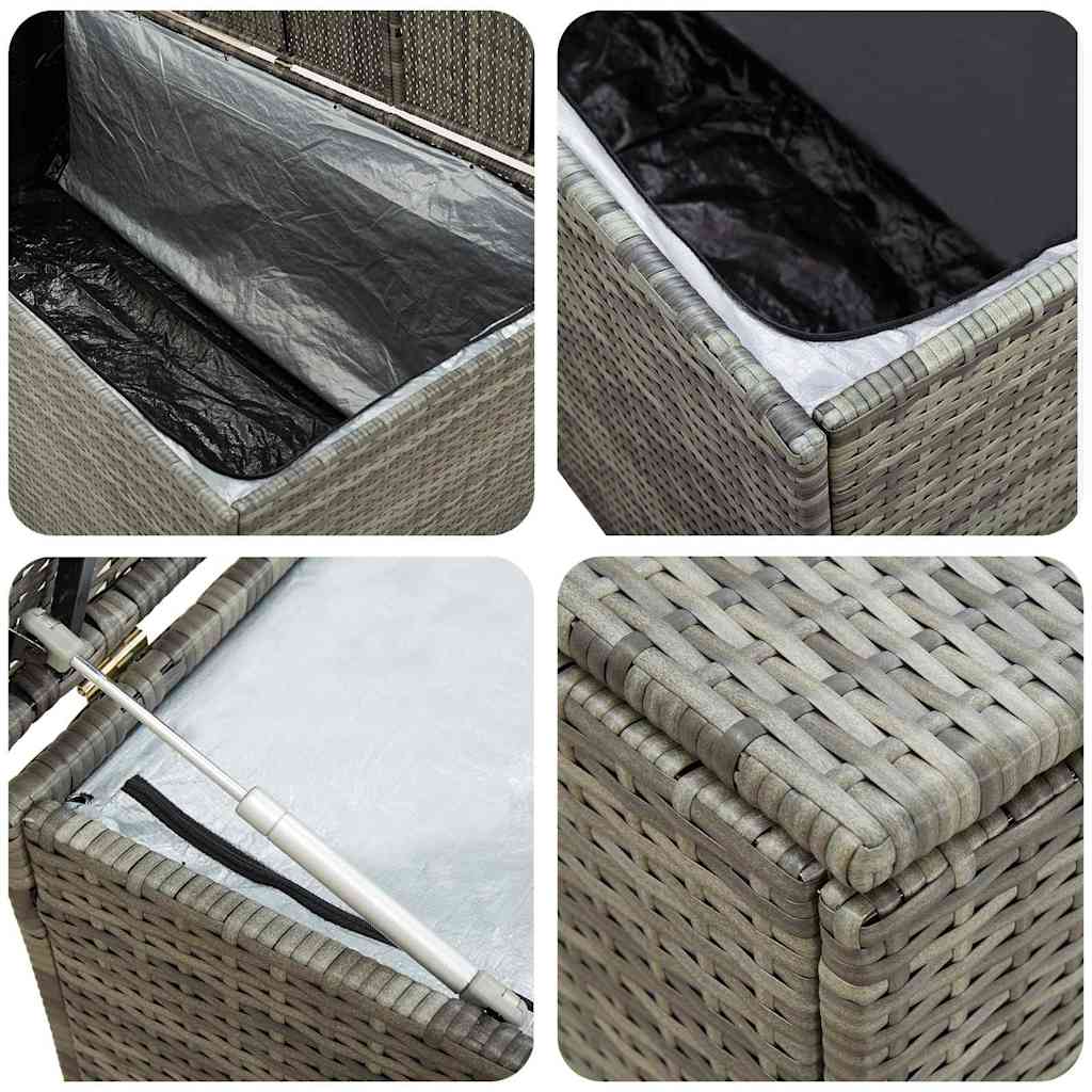 Garden Storage Box Poly Rattan 200x50x60 cm Grey