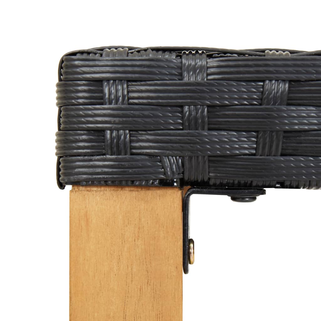 Garden Bench 120 cm Black Poly Rattan and Solid Acacia Wood