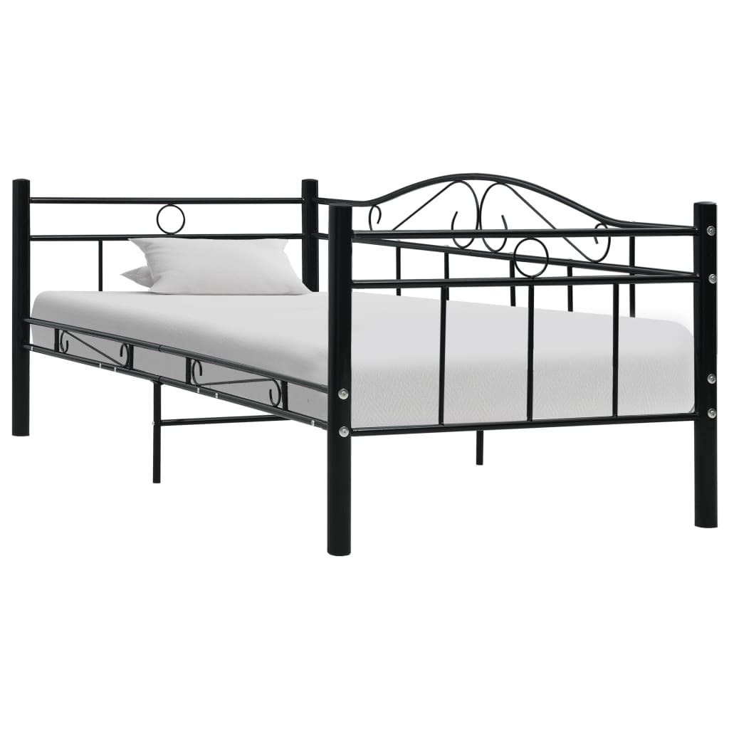 Daybed Frame without Mattress Black Metal 90x200cm
