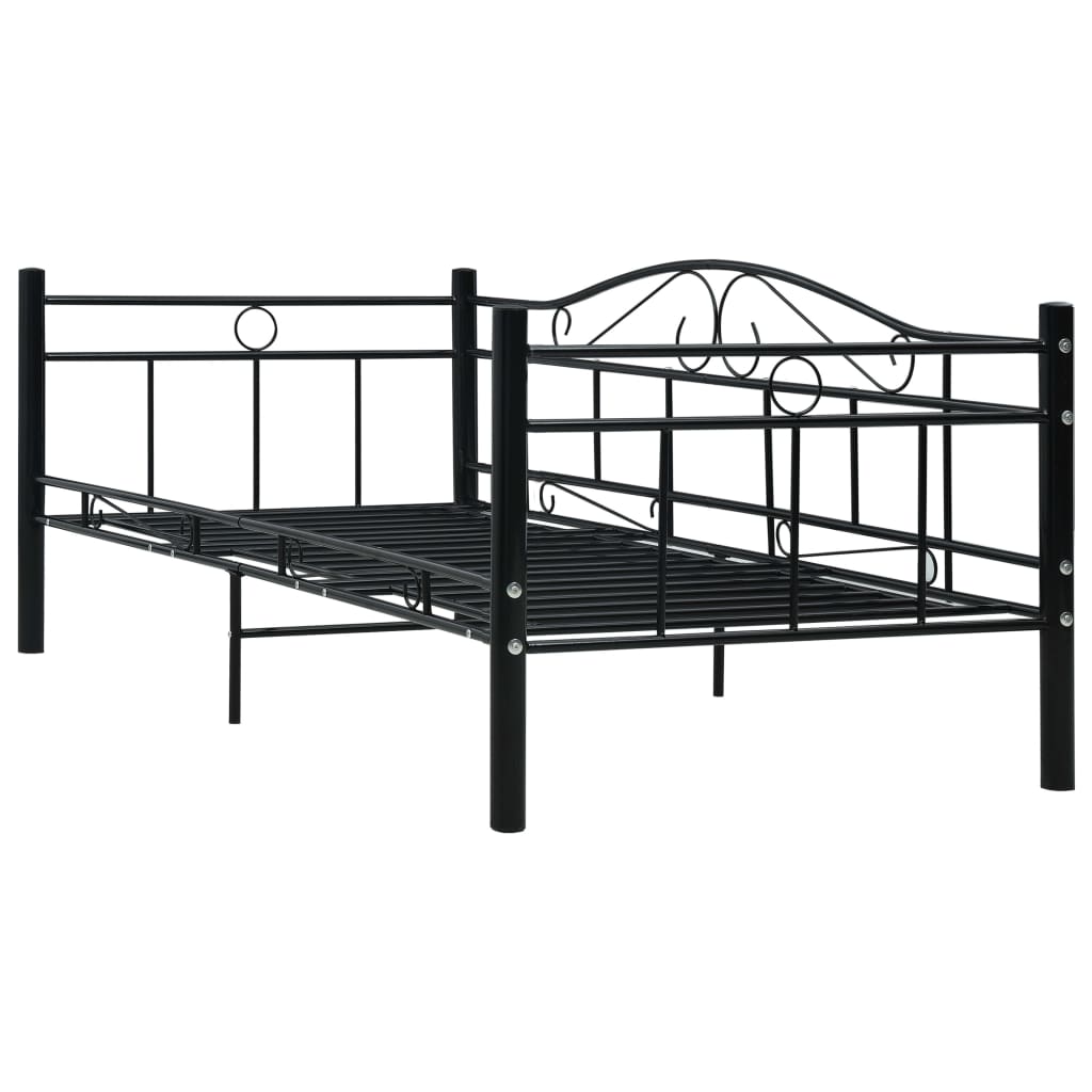 Daybed Frame without Mattress Black Metal 90x200cm