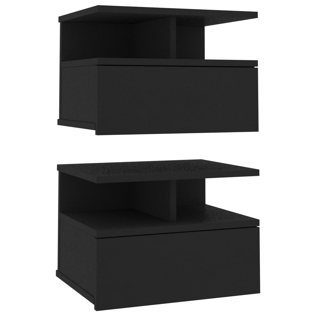 Floating Nightstands 2 pcs Black 40x31x27cm Engineered Wood