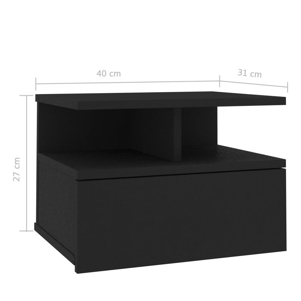 Floating Nightstands 2 pcs Black 40x31x27cm Engineered Wood