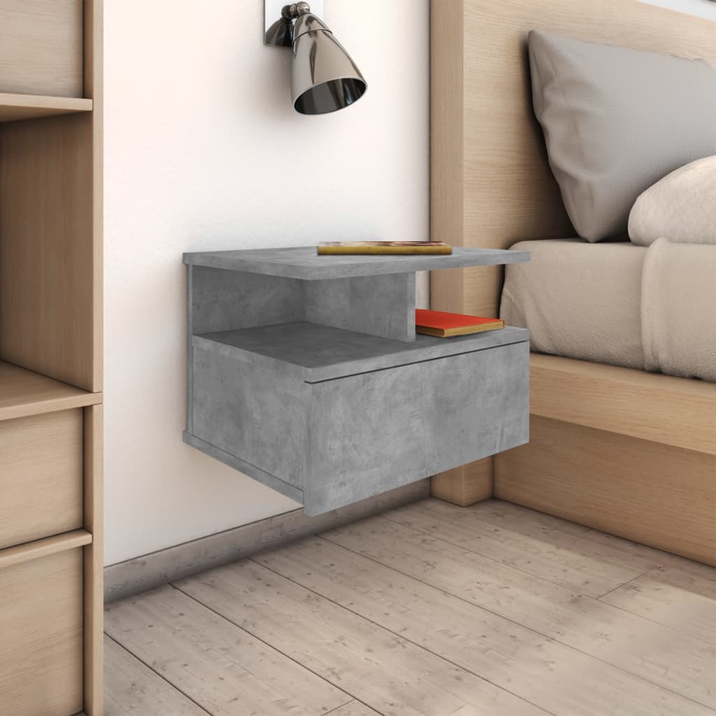 Floating Nightstand Concrete Grey 40x31x27cm Engineered Wood