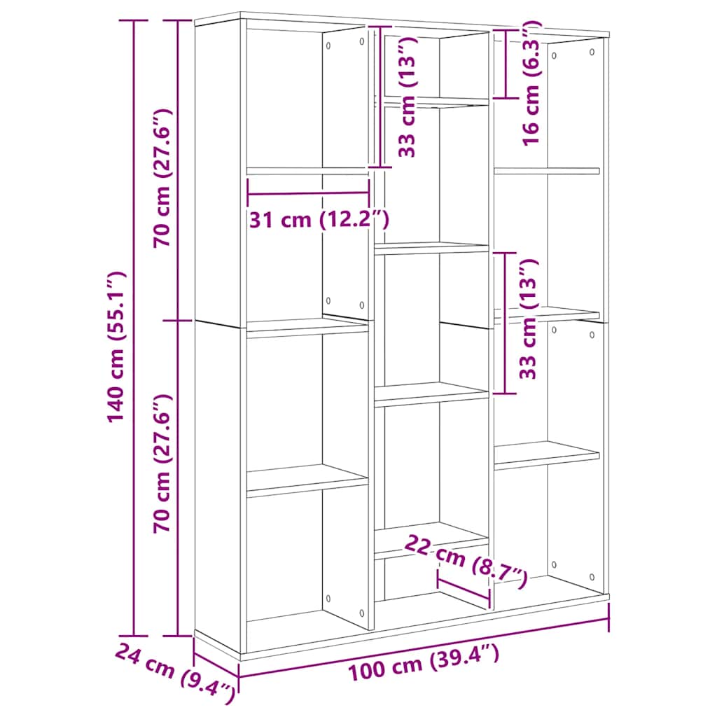 Room Divider/Book Cabinet White 100x24x140 cm Engineered Wood