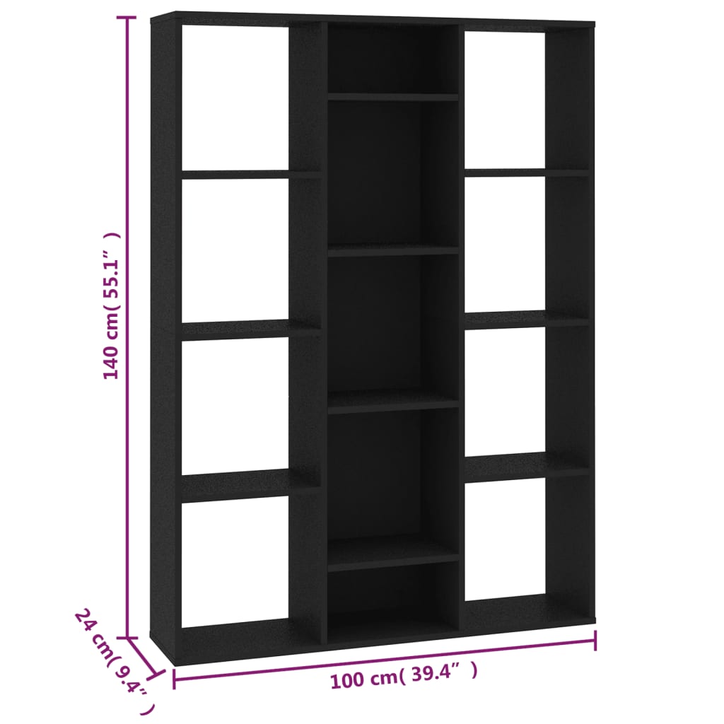 Room Divider/Book Cabinet Black 100x24x140 cm Engineered Wood