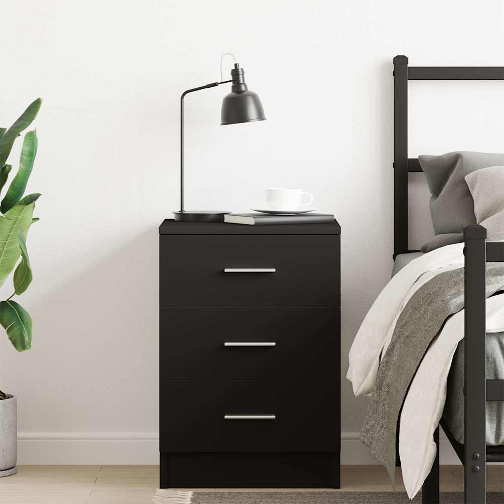 Bedside Cabinet Black 38x35x56 cm Engineered Wood