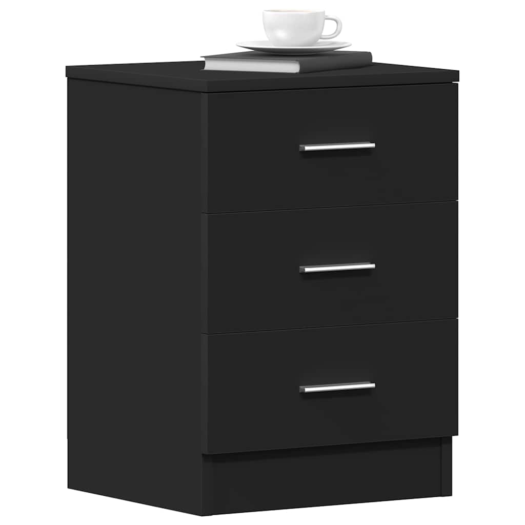 Bedside Cabinet Black 38x35x56 cm Engineered Wood