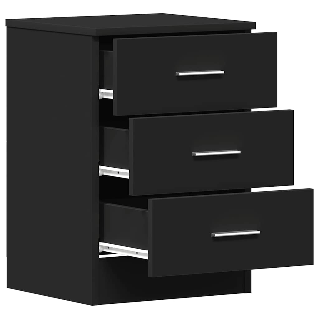 Bedside Cabinet Black 38x35x56 cm Engineered Wood