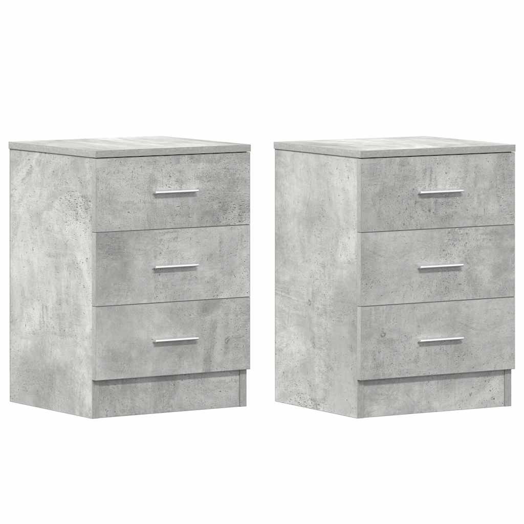 Bedside Cabinets 2 pcs Concrete Grey 38x35x56 cm Engineered Wood