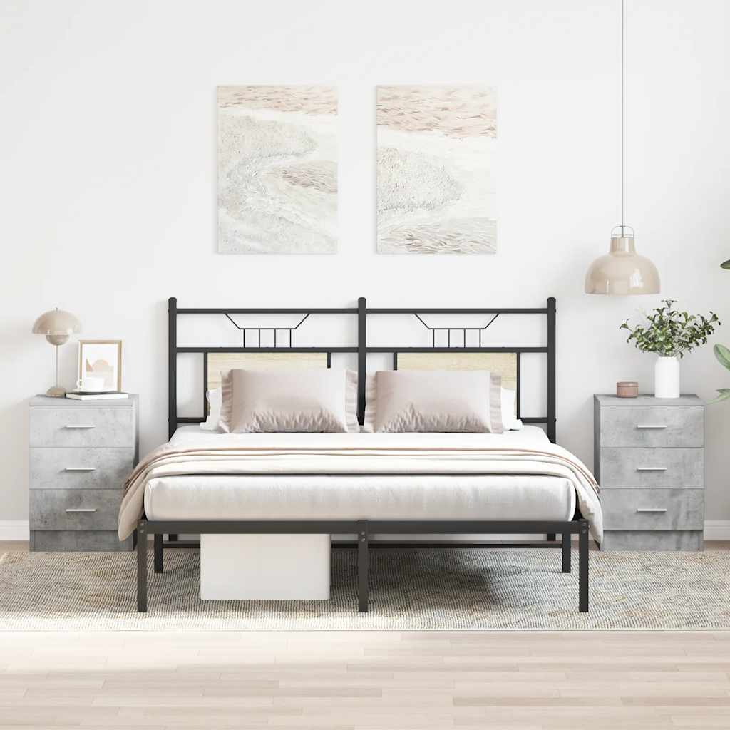 Bedside Cabinets 2 pcs Concrete Grey 38x35x56 cm Engineered Wood