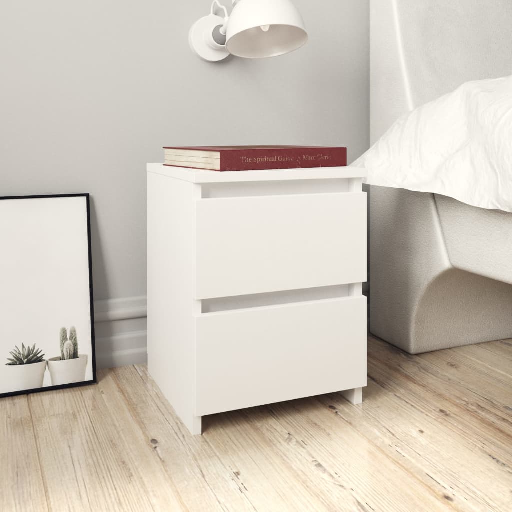 Bedside Cabinets 2 pcs White 30x30x40 cm Engineered Wood