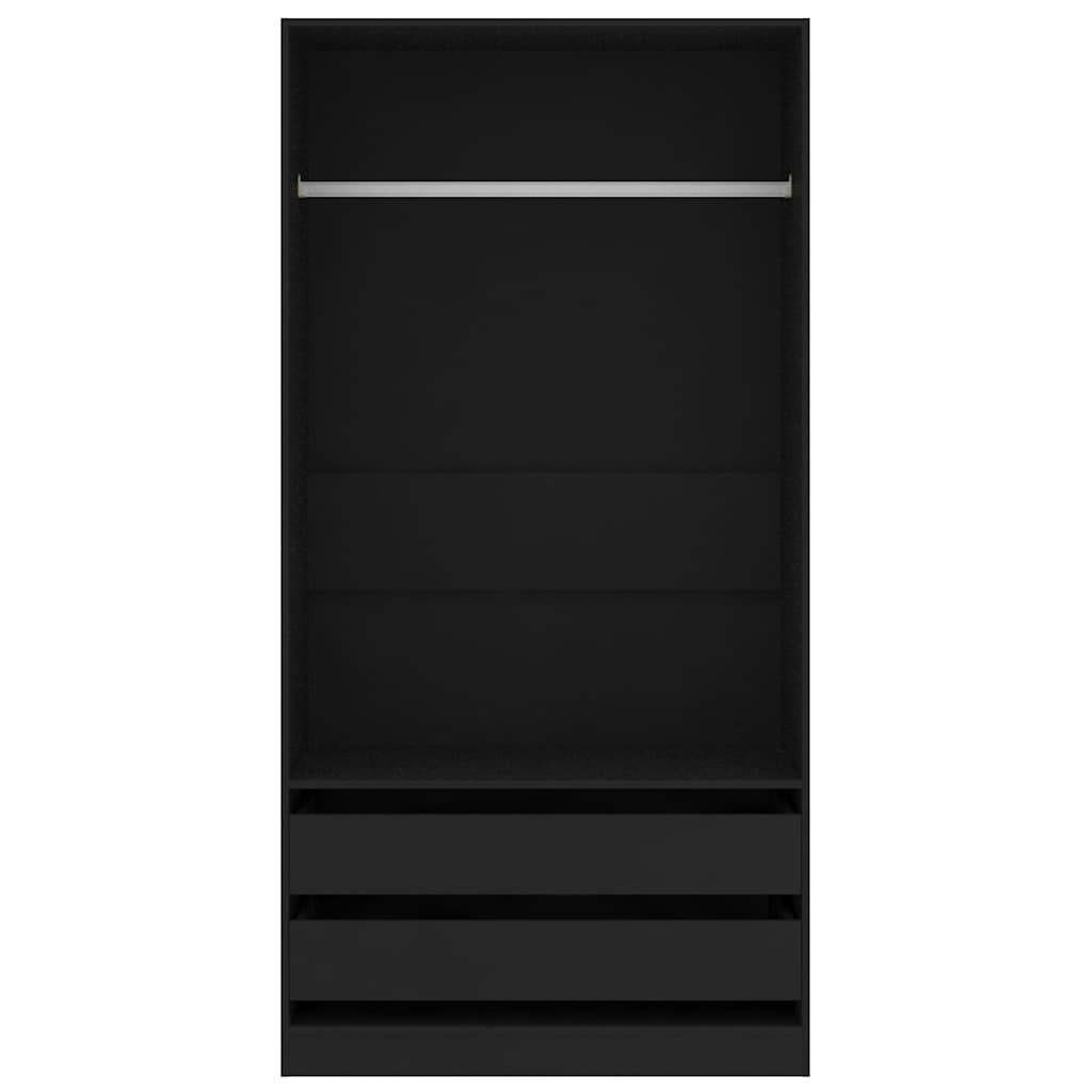 Wardrobe Black 100x50x200 cm Engineered Wood