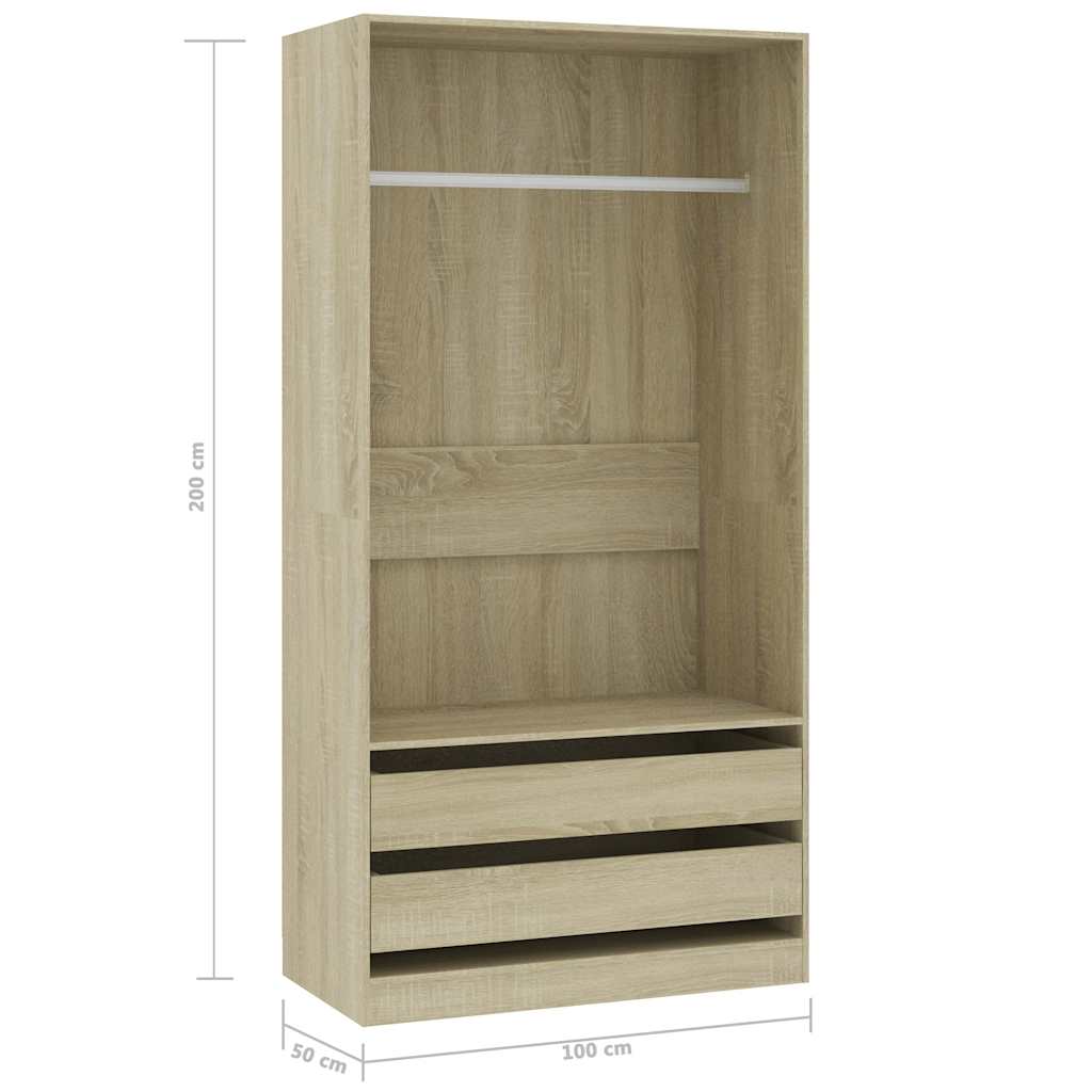 Wardrobe Sonoma Oak 100x50x200 cm Engineered Wood