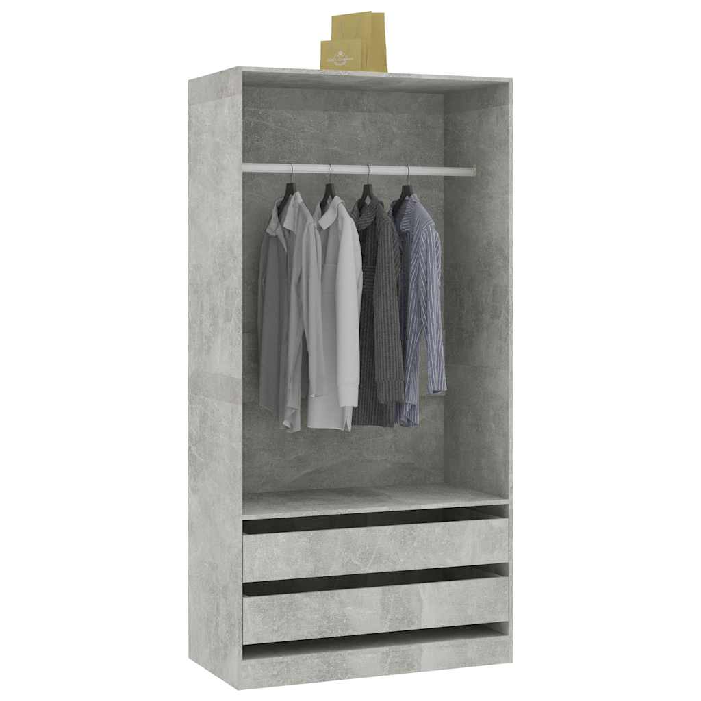 Wardrobe Concrete Grey 100x50x200 cm Engineered Wood