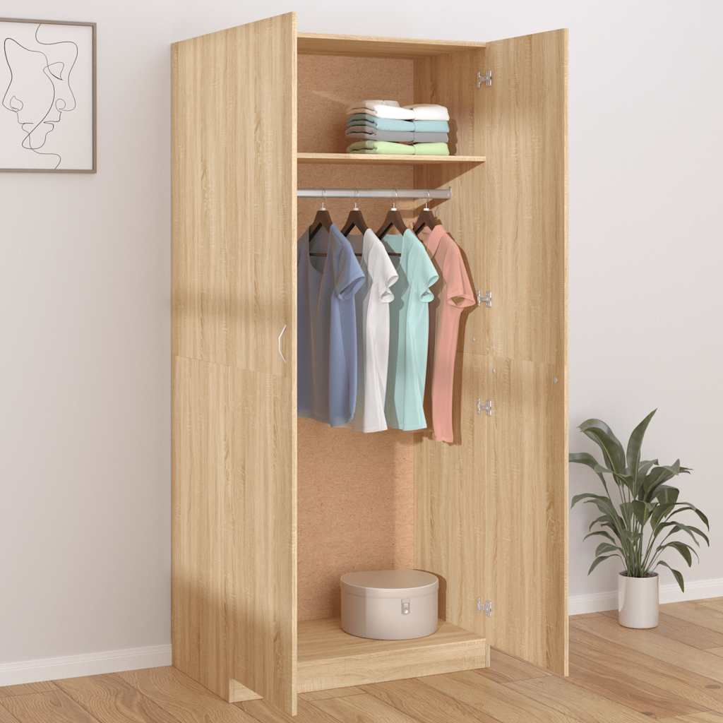 Wardrobe Sonoma Oak 90x52x200 cm Engineered Wood
