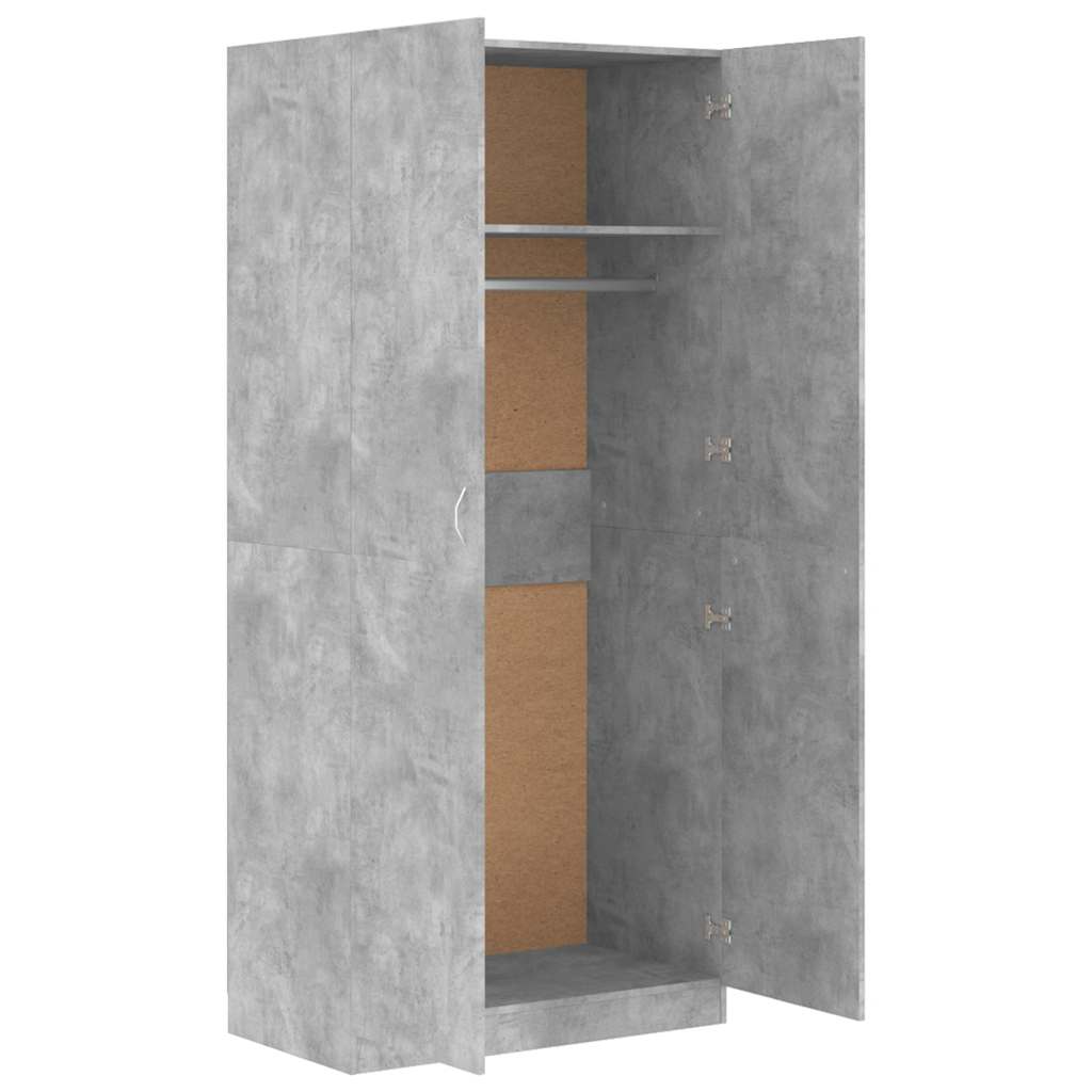 Wardrobe Concrete Grey 90x52x200 cm Engineered Wood