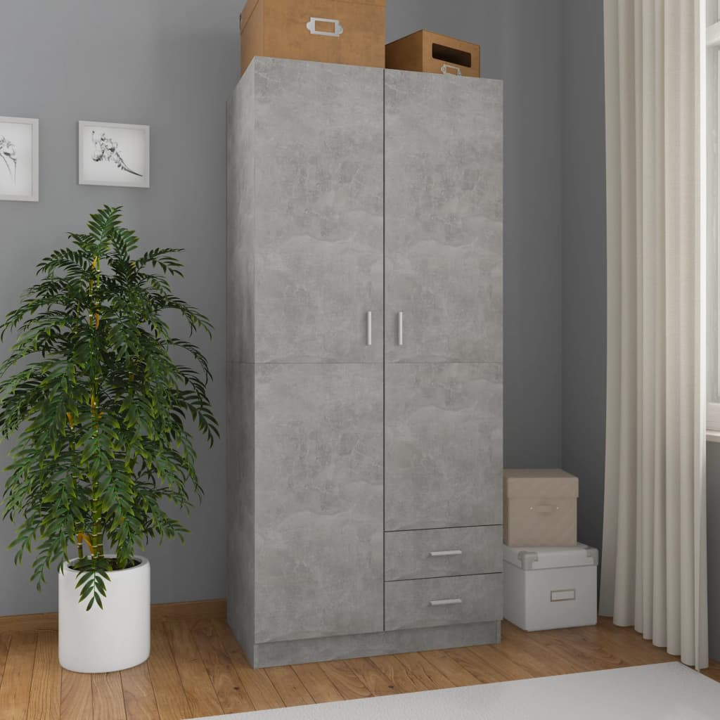 Wardrobe Concrete Grey 80x52x180 cm Engineered Wood