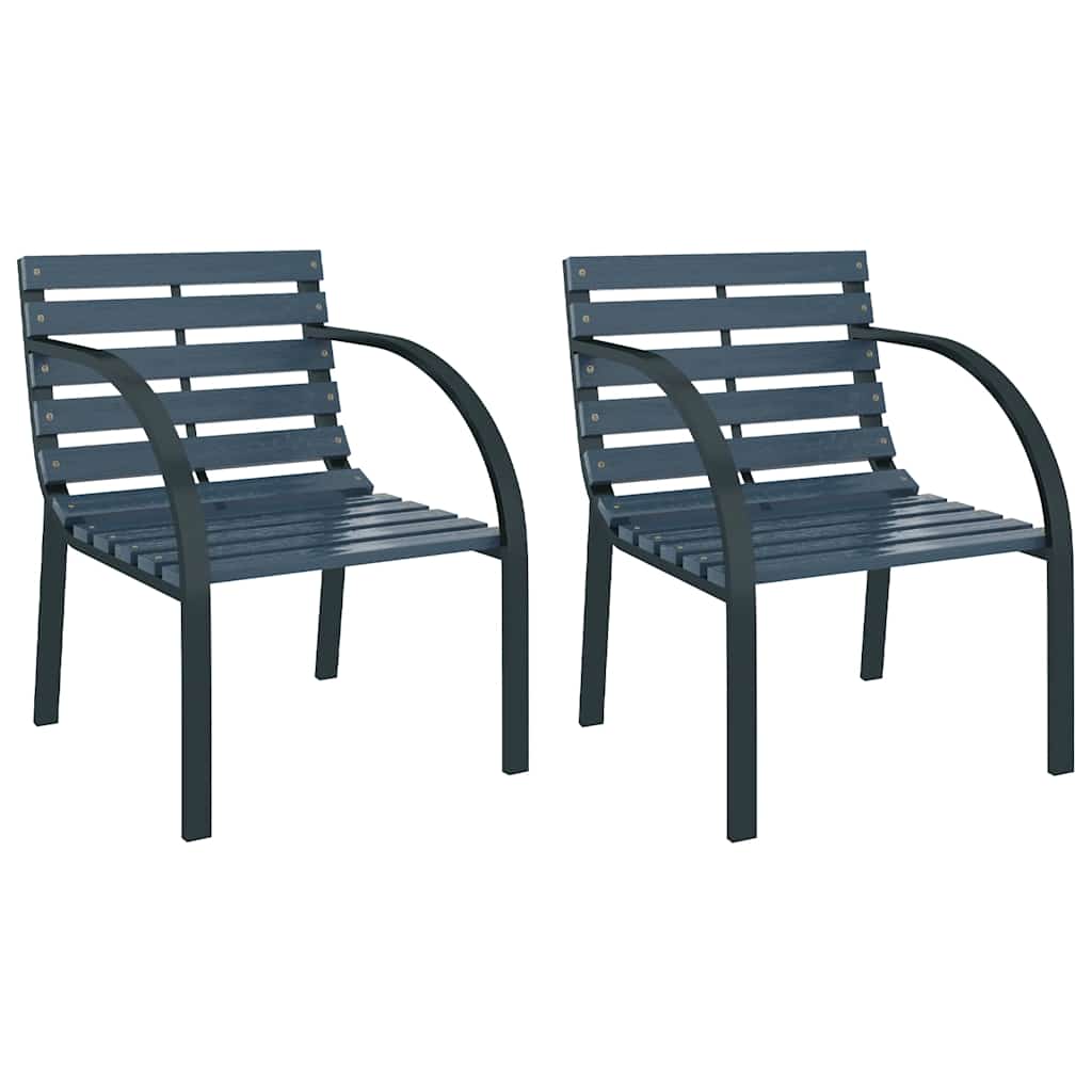 Garden Chairs 2 pcs Grey Wood