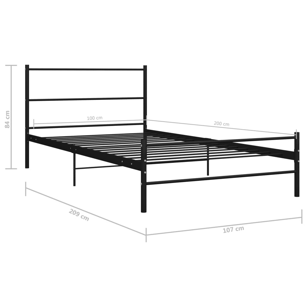 284689 vidaXL Bed Frame without Mattress Black Metal 100x200 cm
