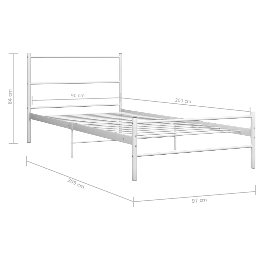 284692 vidaXL Bed Frame without Mattress White Metal 90x200 cm