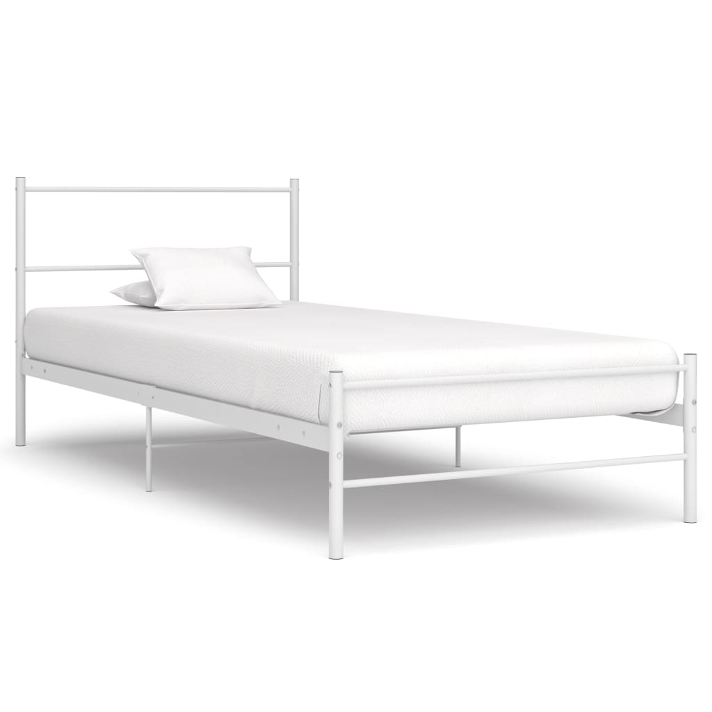 284693 vidaXL Bed Frame without Mattress White Metal 100x200 cm
