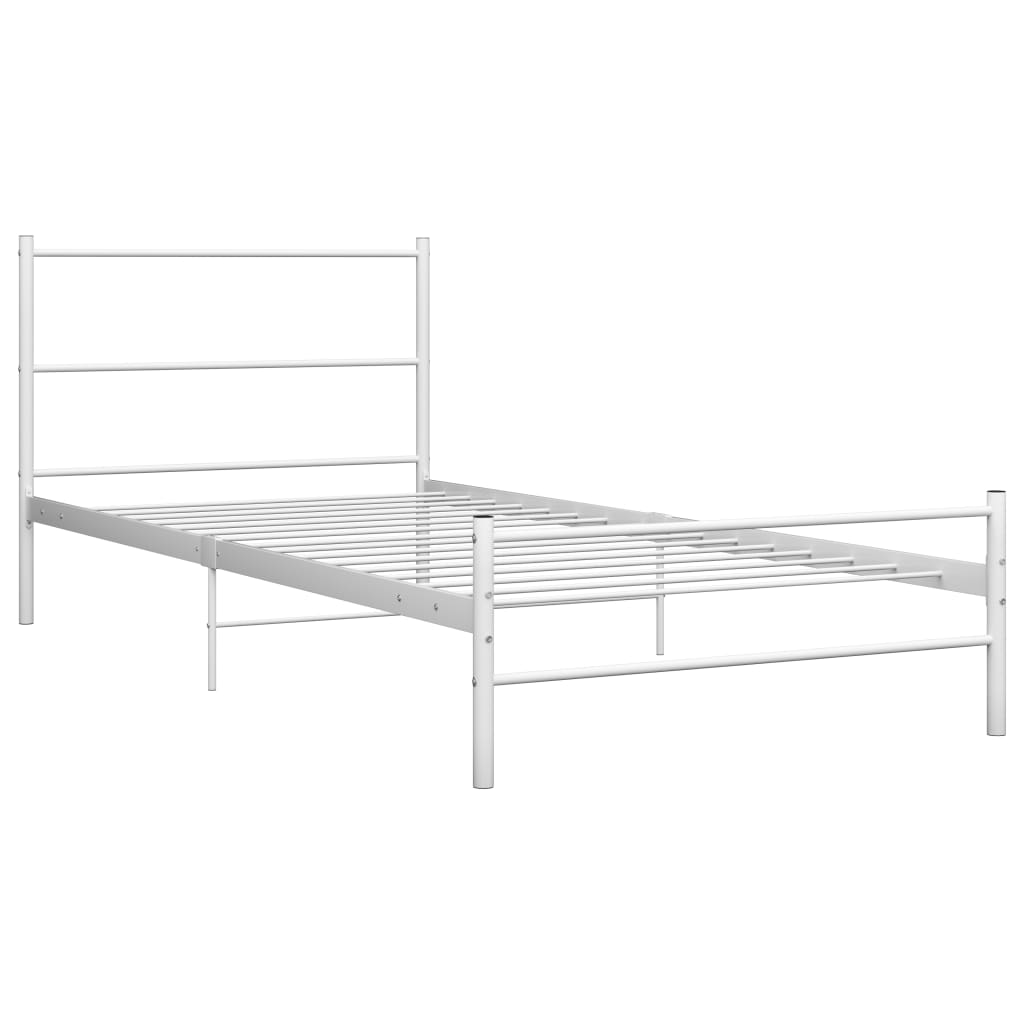 284693 vidaXL Bed Frame without Mattress White Metal 100x200 cm