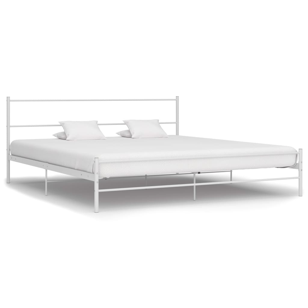 Bed Frame without Mattress with Headboard White 160x200 cm Metal