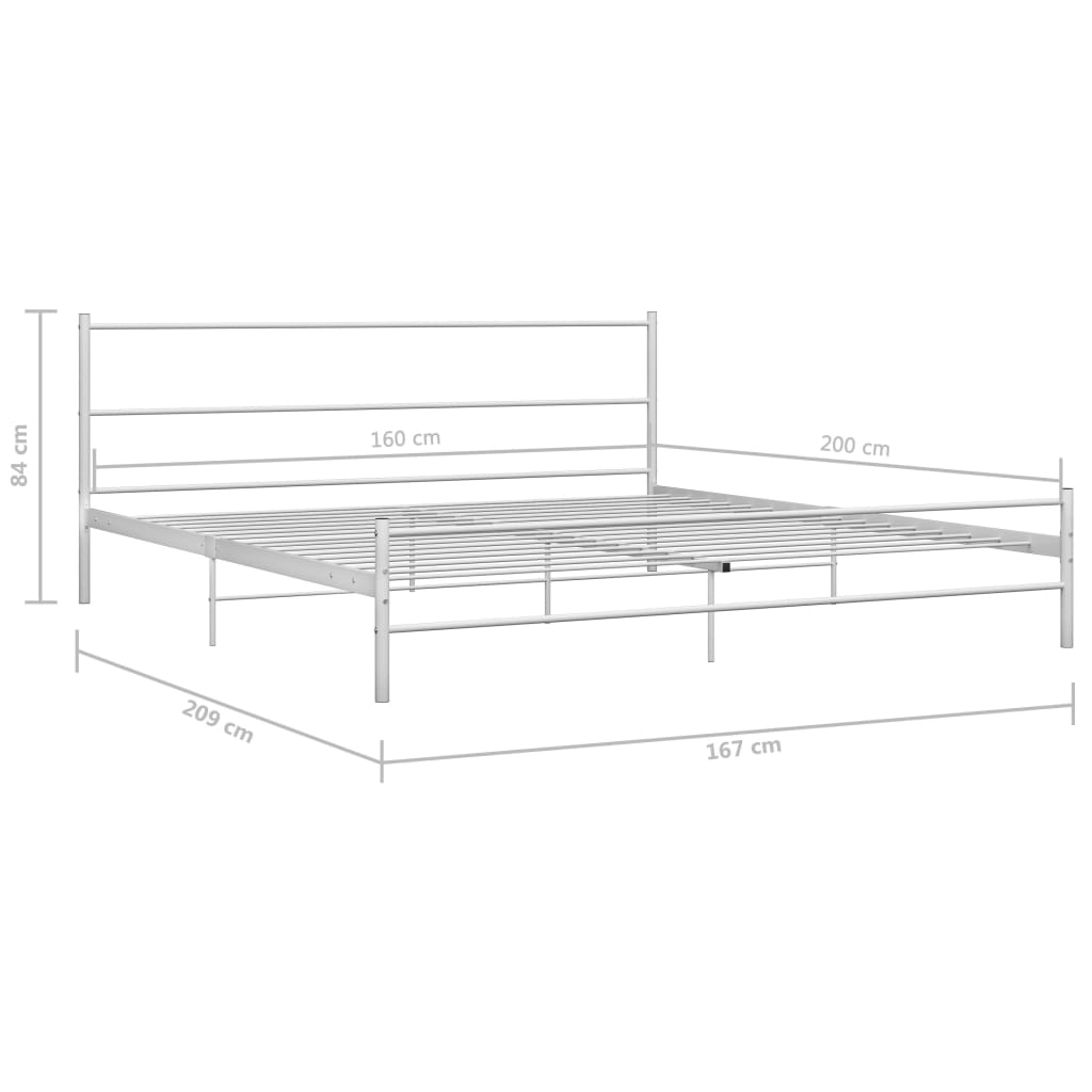 Bed Frame without Mattress with Headboard White 160x200 cm Metal