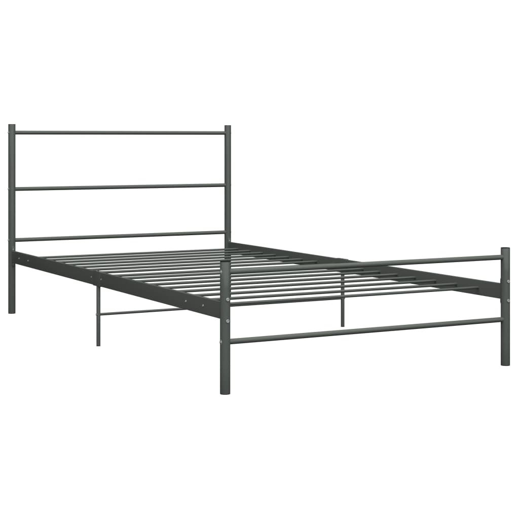 Bed Frame without Mattress Grey Metal 90x200 cm