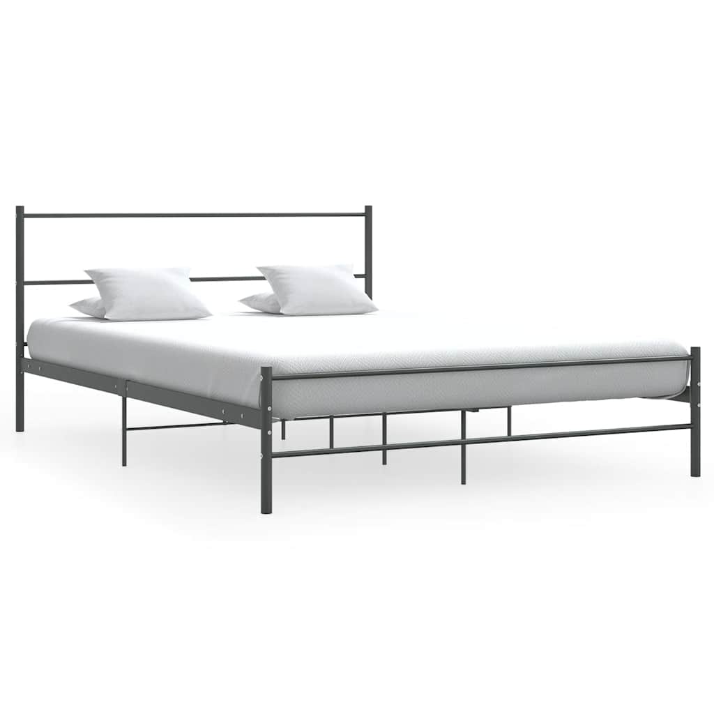 Bed Frame without Mattress Grey Metal 140x200 cm