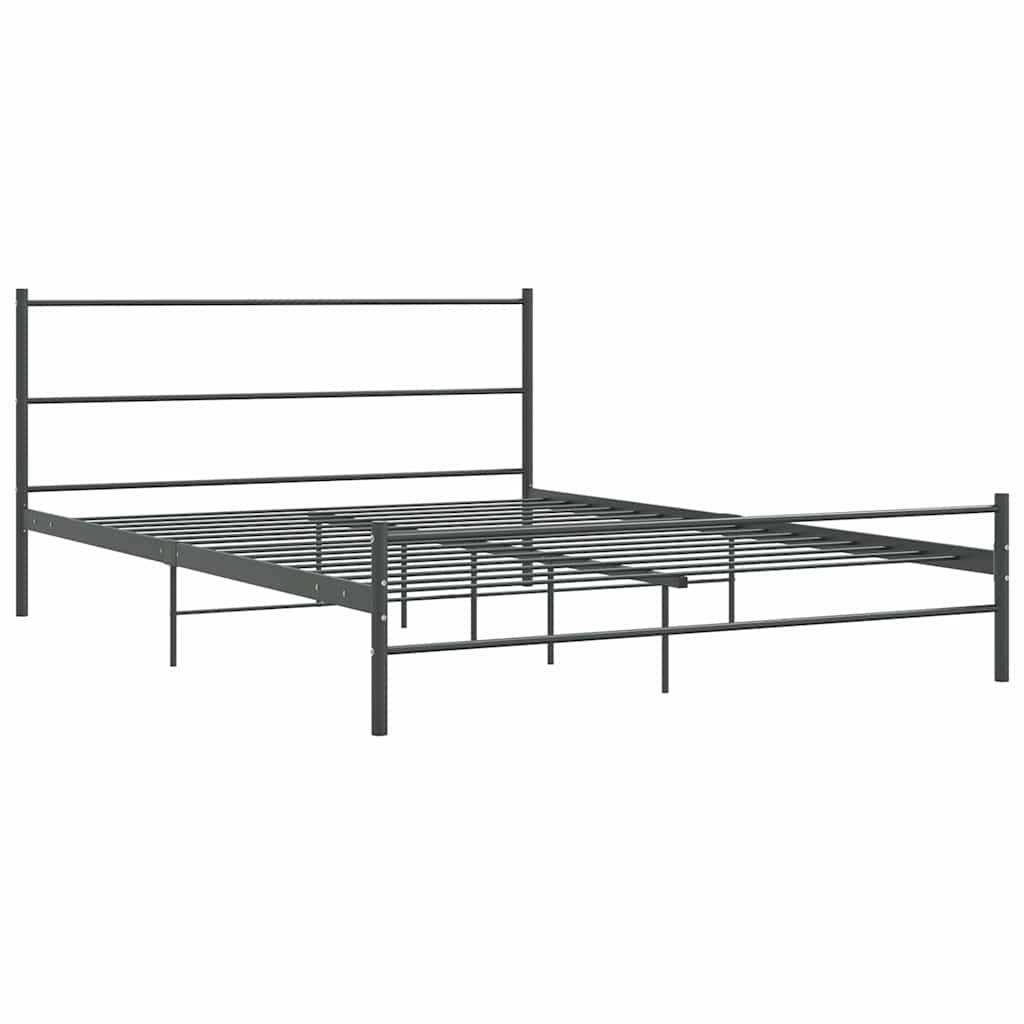 Bed Frame without Mattress Grey Metal 140x200 cm