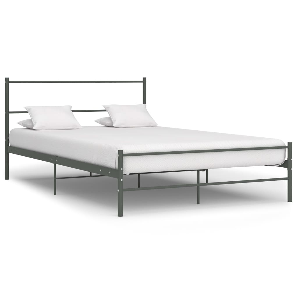 Bed Frame with Headboard without Mattress Grey 160x200 cm Metal