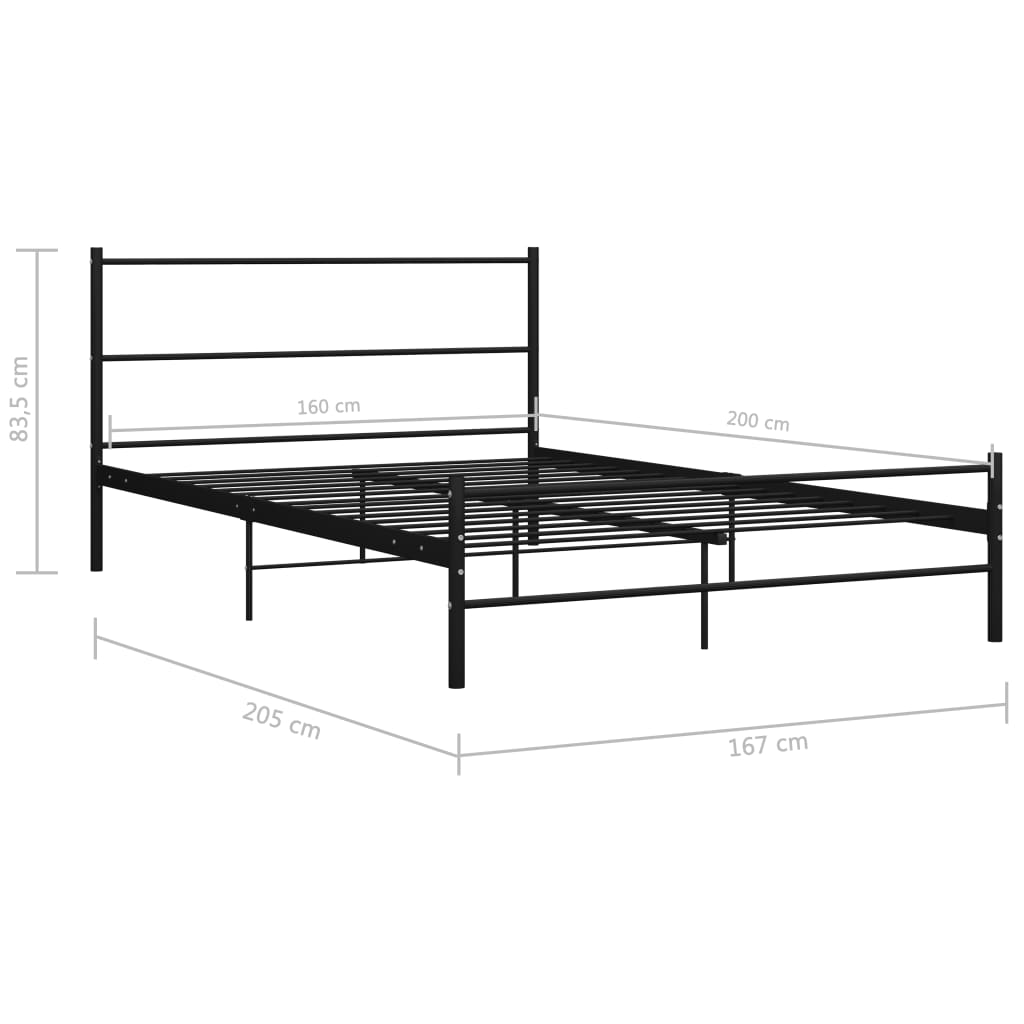 Bed Frame with Headboard without Mattress Black 160x200 cm Metal
