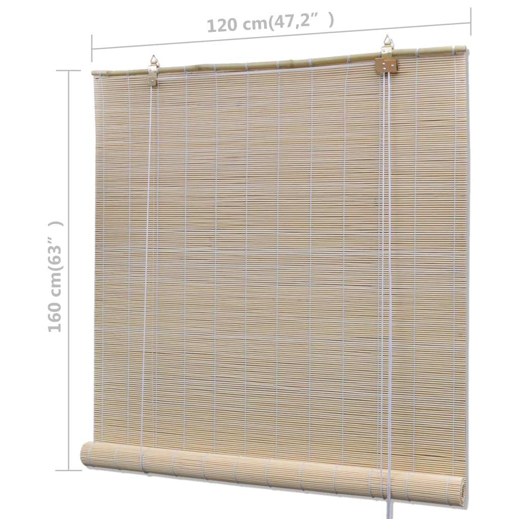 Bamboo Roller Blinds 2 pcs 120x160 cm Natural