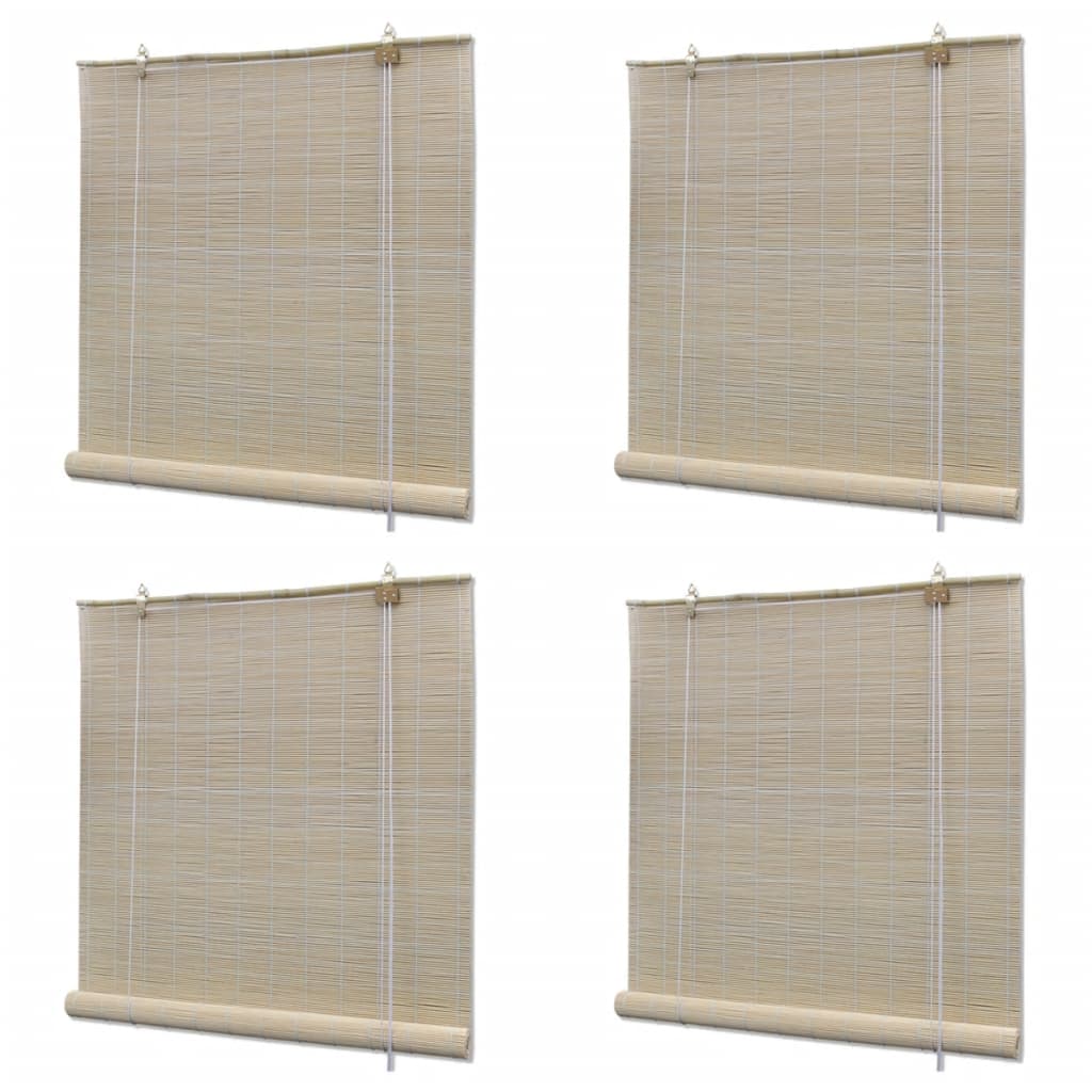 Bamboo Roller Blinds 4 pcs 120x160 cm Natural