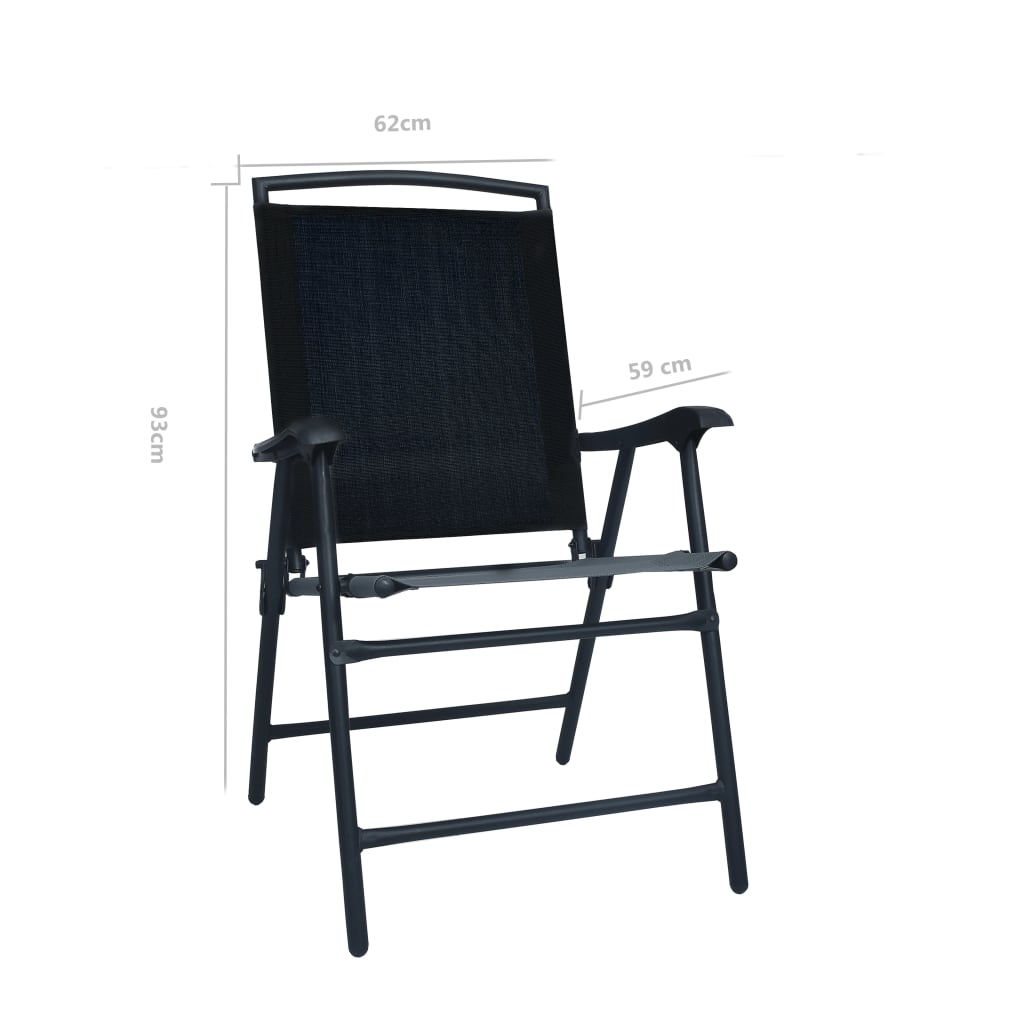 Folding Garden Chairs 2 pcs Texilene Black