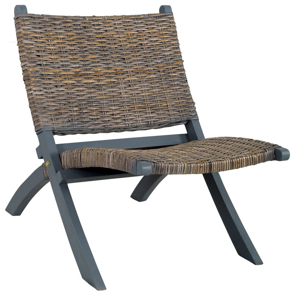Relaxing Chair Natural Kubu Rattan And Solid Mahogany Wood