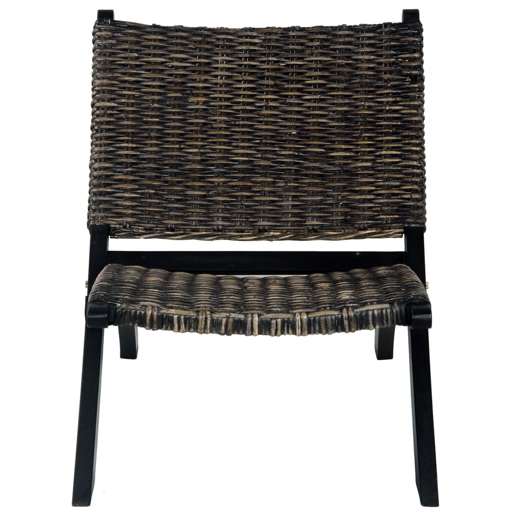 Relaxing Chair Natural Kubu Rattan And Solid Mahogany Wood