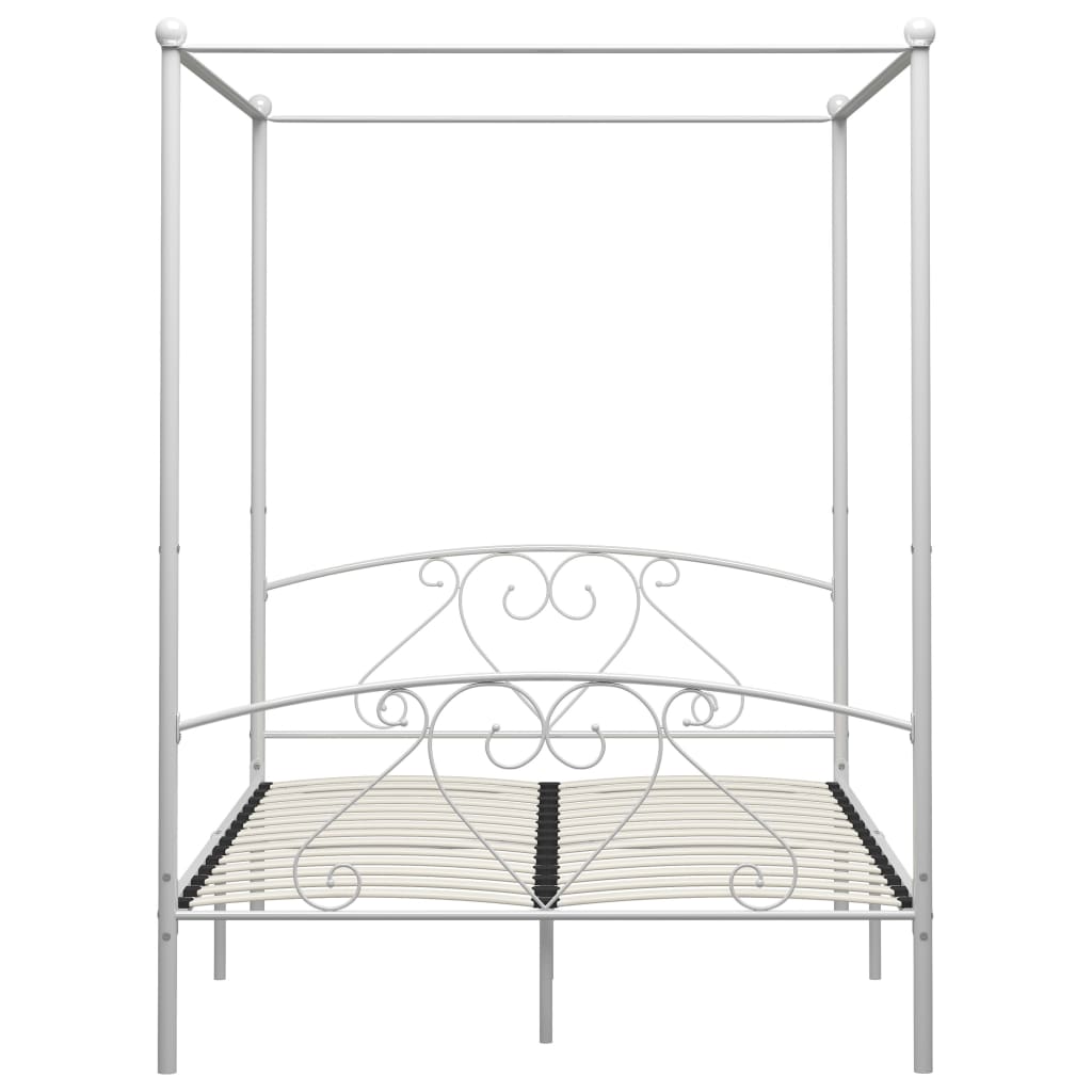 Bed Frame without Mattress with Canopy White 140x200 cm Metal