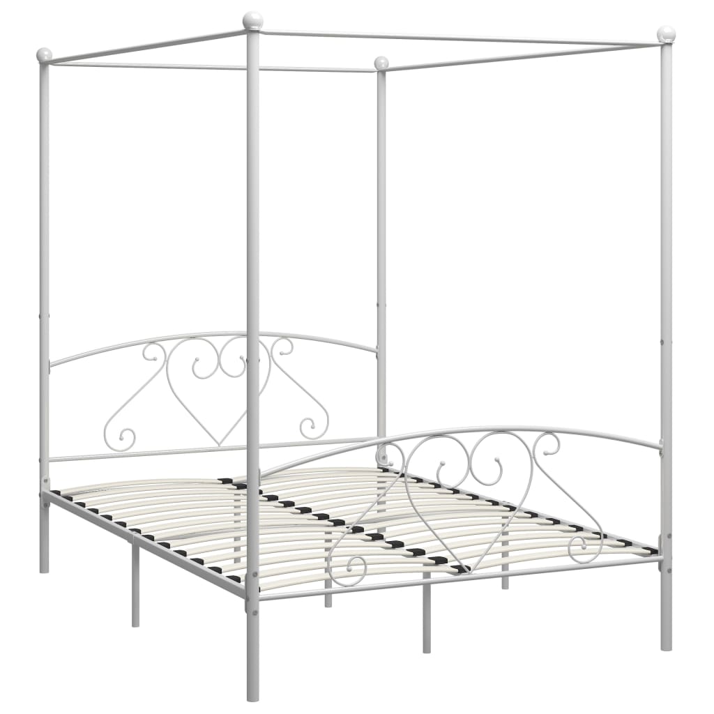 Bed Frame without Mattress with Canopy White 160x200 cm Metal