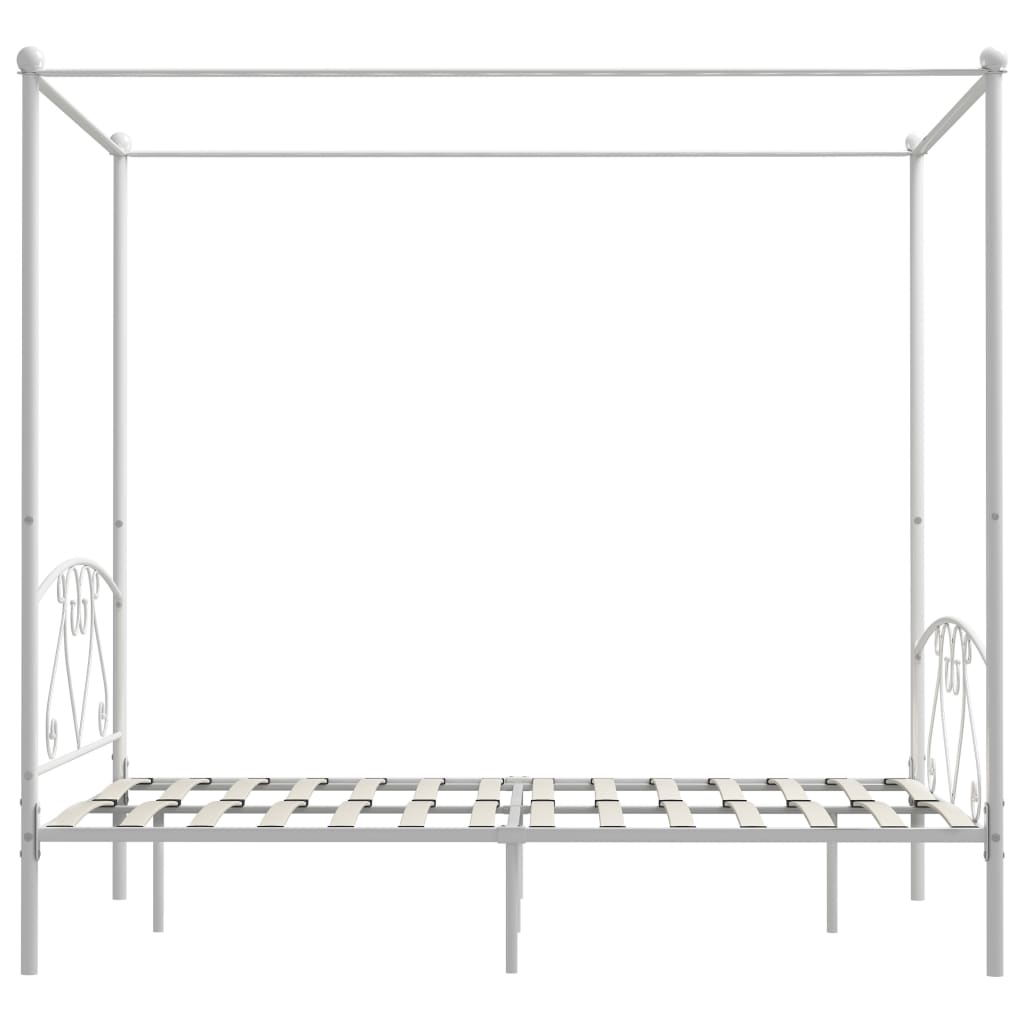 Bed Frame without Mattress with Canopy White 160x200 cm Metal