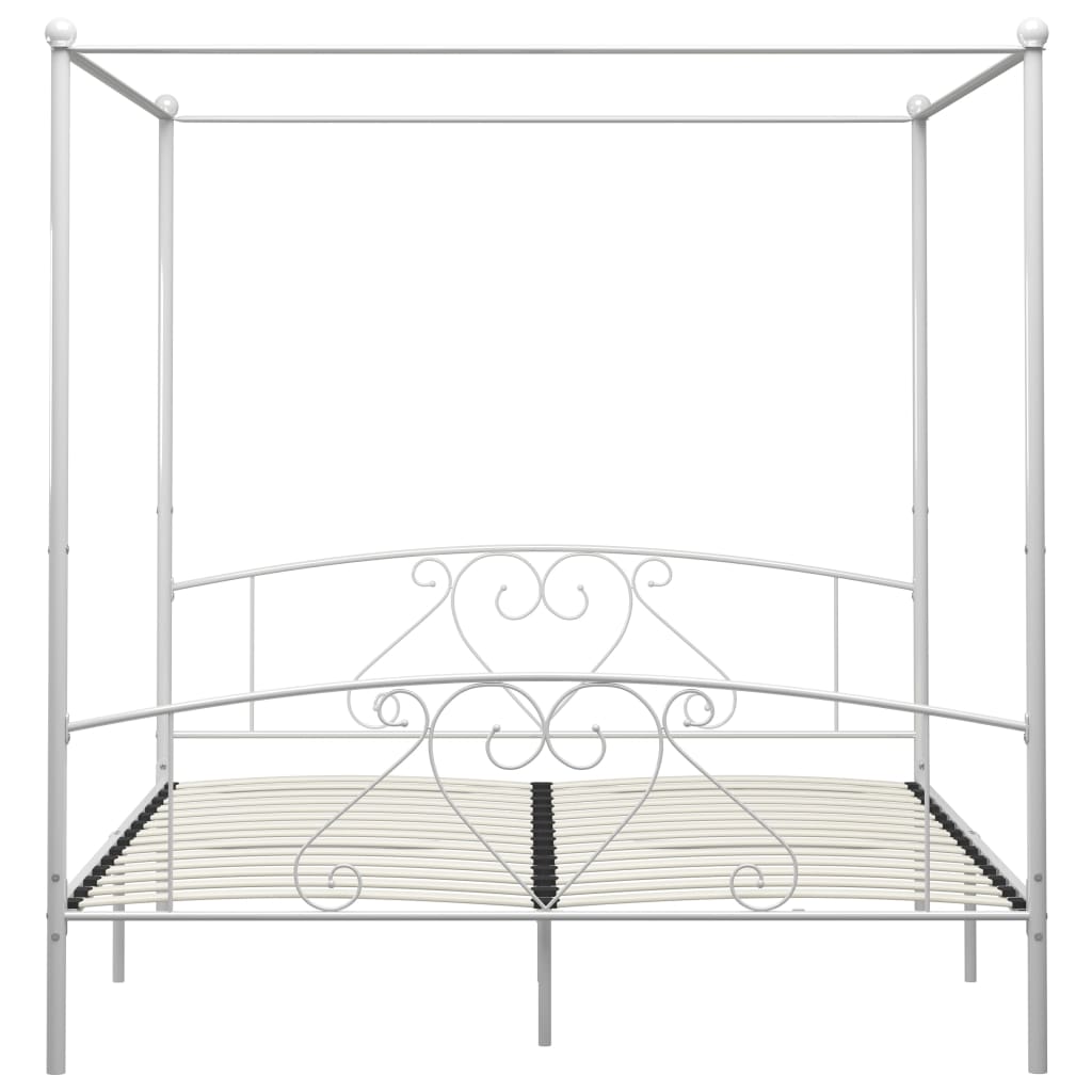 Bed Frame without Mattress with Canopy White 180x200 cm Super King Metal