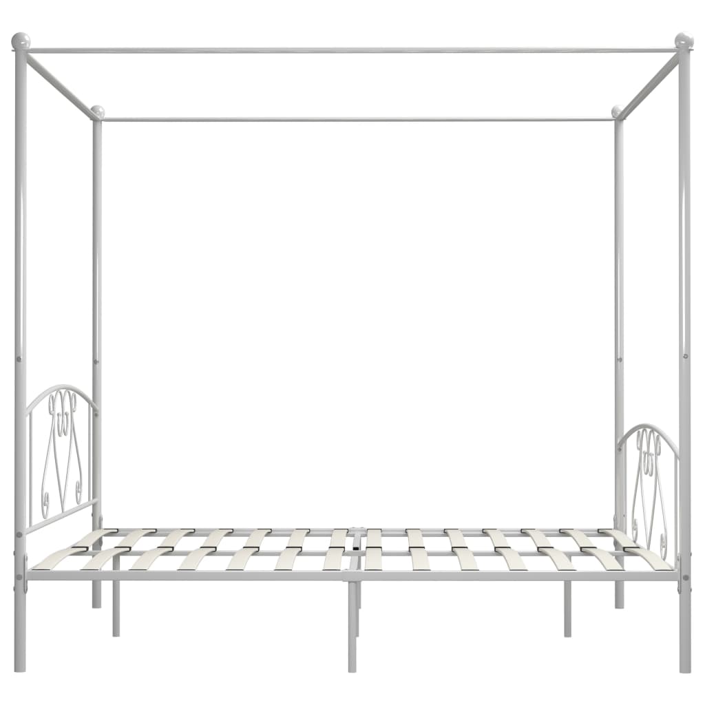 Bed Frame without Mattress with Canopy White 180x200 cm Super King Metal
