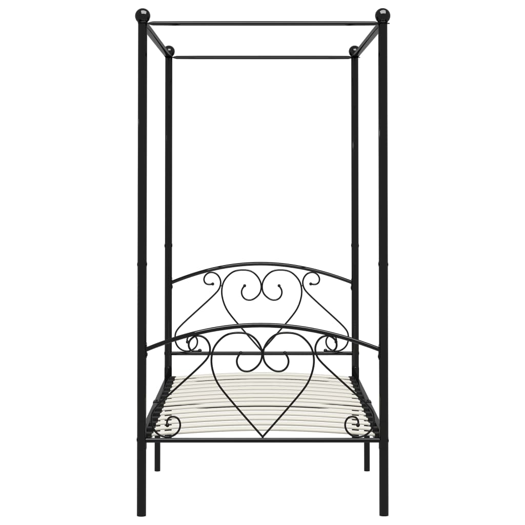 284433 vidaXL Canopy Bed Frame without Mattress Black Metal 90x200 cm