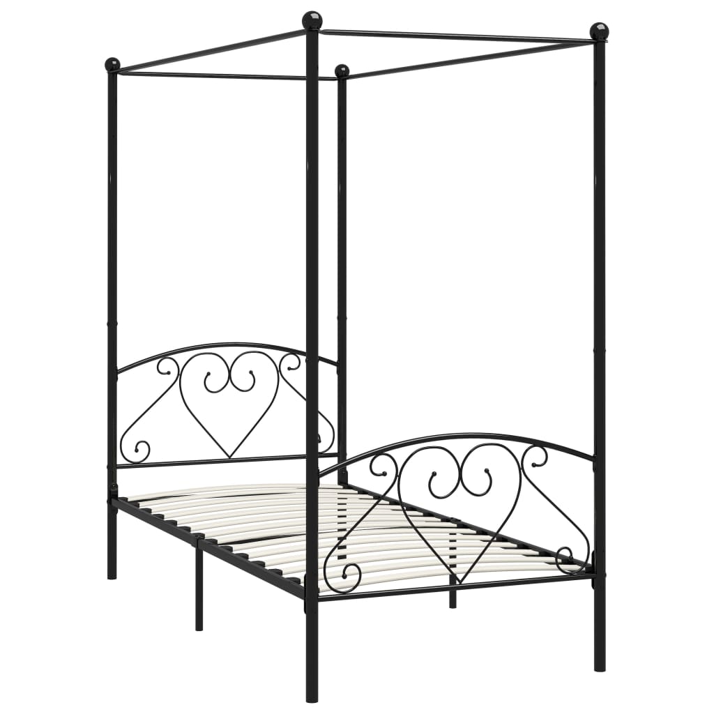 284435 vidaXL Canopy Bed Frame without Mattress Black Metal 120x200 cm