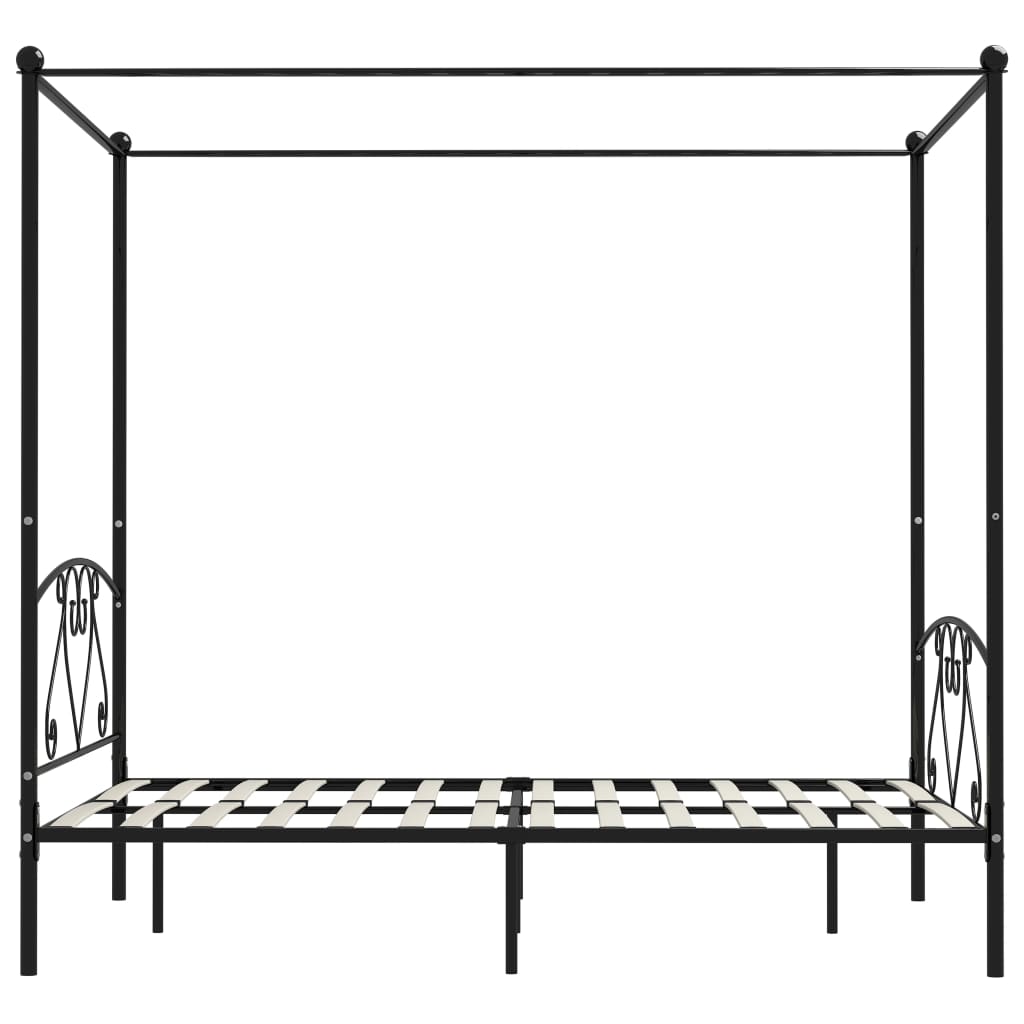 Bed Frame without Mattress with Canopy Black 140x200 cm Metal