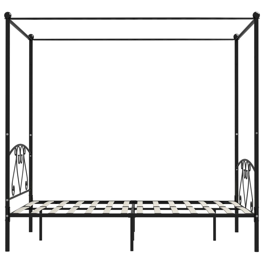 Bed Frame without Mattress with Canopy Black 160x200 cm Metal