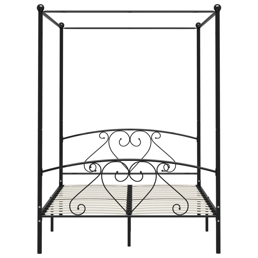 Bed Frame without Mattress with Canopy Black 160x200 cm Metal