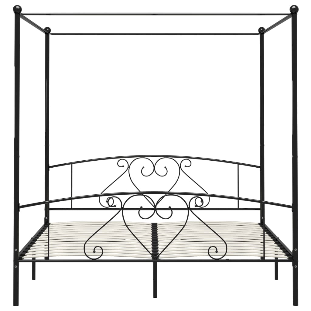 Bed Frame without Mattress with Canopy Black 180x200 cm Super King Metal