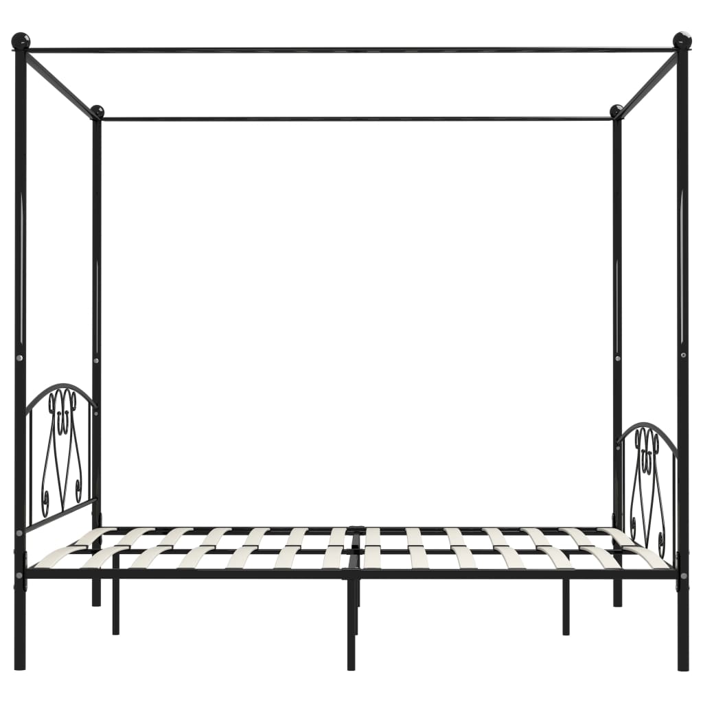 Bed Frame without Mattress with Canopy Black 180x200 cm Super King Metal
